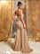 E567 Gold Corset Dress with Train