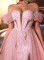 E540 Pink Floral Gown With Overskirt