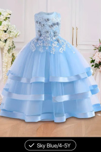 G049 Baby Blue Girls Ball Gown