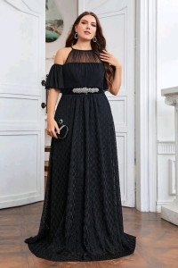 P072 Petru Mesh Cold Shoulder Dress