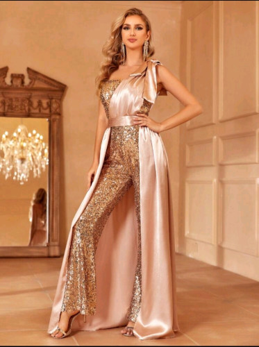 PS010 Karlien Sequins Overlay Jumpsuit