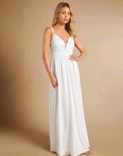 E309 Mila Simple White Dress 