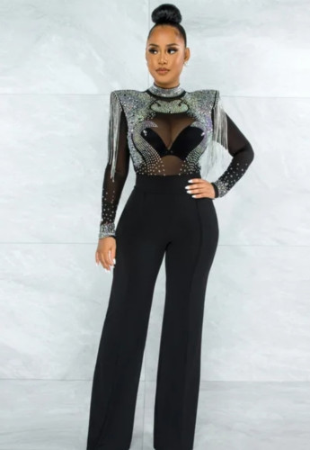 PS011 Sheila Elegant Rhinestone Jumpsuit 