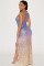 E397 Aaliyah Blue to Gold Ombre Gown