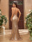 E389 Zelda Gold Slit Dress