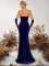 E561 Navy Velvet Corset Dress