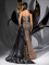 E586 Nude and Black Beaded Gown