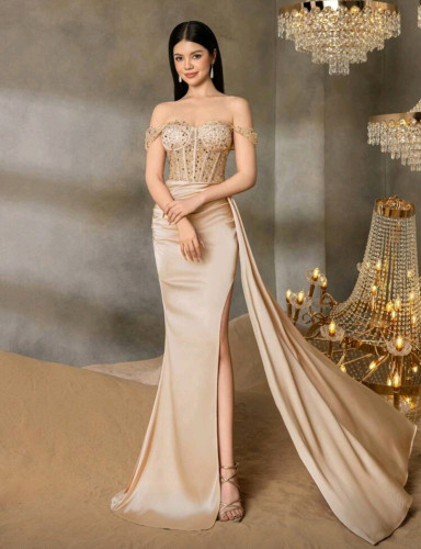 E598  Teen Champagne Gown