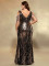 P219 Black/ Gold Fringe Sleeve Dress