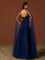 E743 Navy Blue Beaded Halter Gown