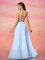 E765  Light Blue Halter Lace Dress