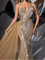 E766 Silver And Gold Full Beaded Gown