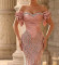 E768 Dusty Pink Rushed Beaded Dress