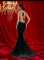 E767 Black Velvet Backless Dress