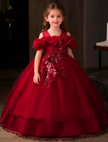 G050 Burgundy Princess Gown