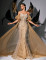 E773 Gold Glamour Beaded Gown 