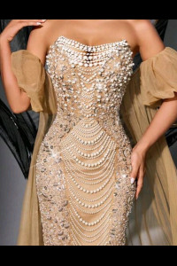 E773 Gold Glamour Beaded Gown 