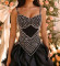 E778 Black Pearl Beaded Ballgown