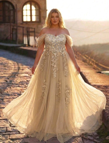 P256 Golden Ballgown with Flowers