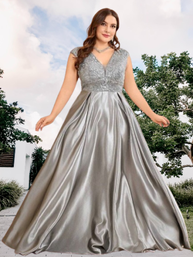 P156 Chrystelle Silver Evening Gown