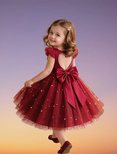 G046 Toddler Heart Red Dress