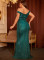 P018 Dark Green Off Shoulder Dress